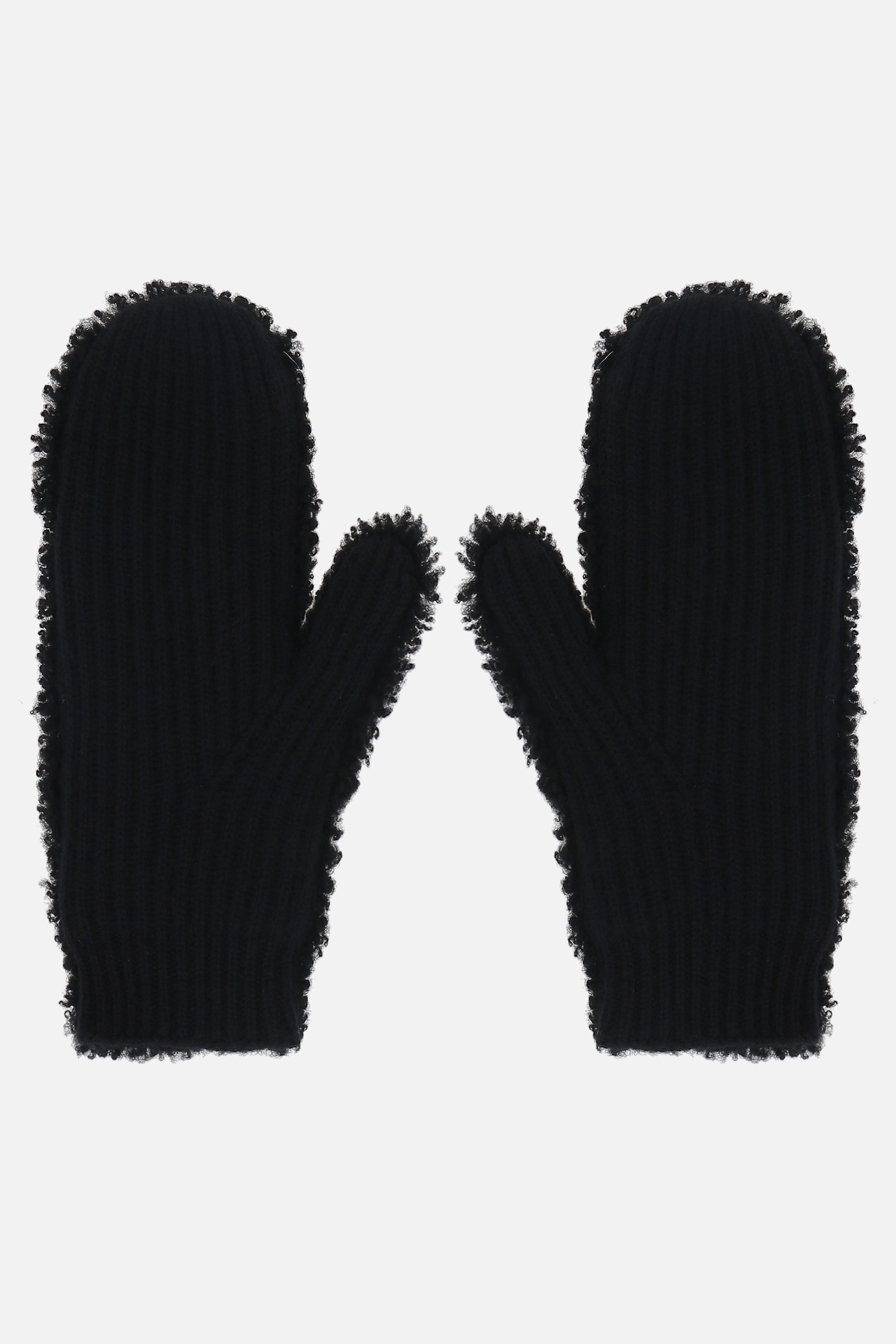 YVES SALOMON shearling and knit mittens - Black - 23WAA508XXMACLC99 ...