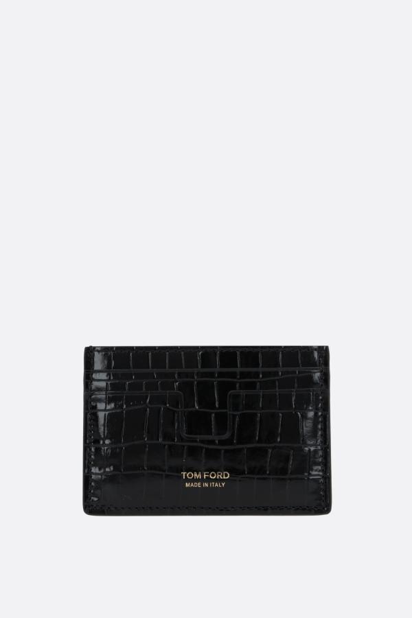 TOM FORD T Line crocodile-embossed leather card case - Black -  Y0232LCL239G1N001 