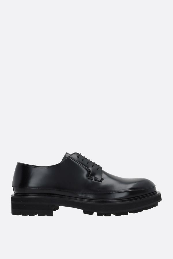 shiny leather derby shoes