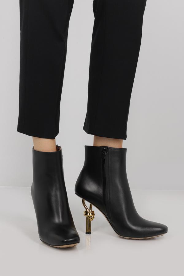Knot smooth leather ankle boots