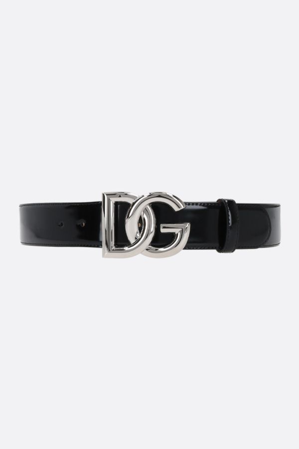 DOLCE & GABBANA crossover DG logo buckle-detailed shiny leather belt -  Black - BE1446AI41380999 