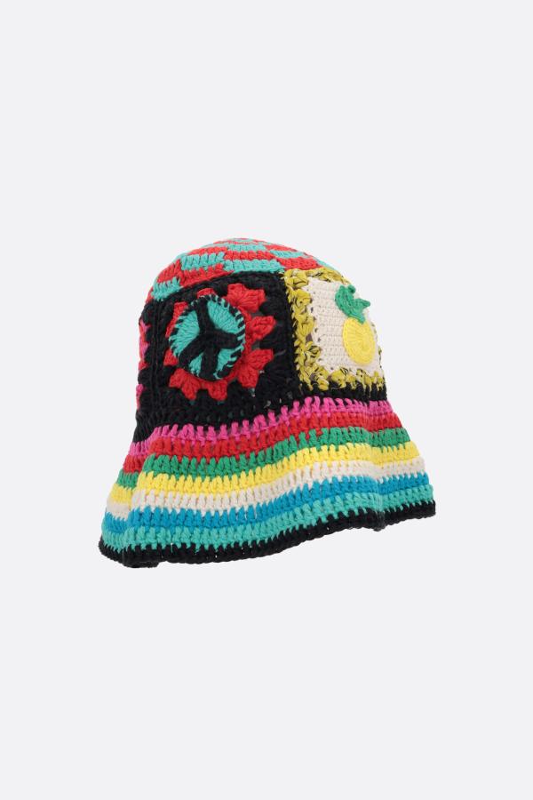 Stay Positive crochet bucket hat in multicoloured - Alanui