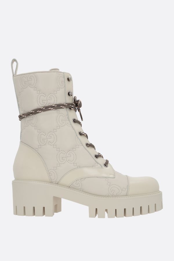 GUCCI GG quilted leather combat boots - White - 718386DS8U09124 |  