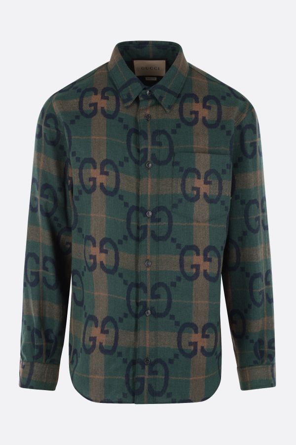 GUCCI GG jacquard wool oversized shirt - Green - 711543ZAKZJ3653 |  