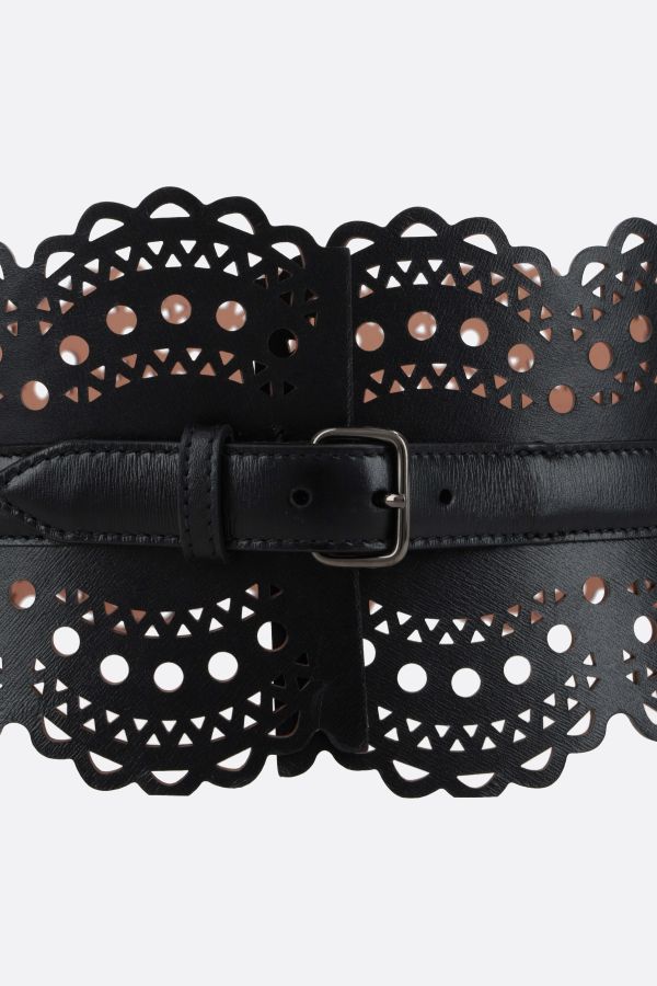 ALAÏA Laser-cut leather waist belt