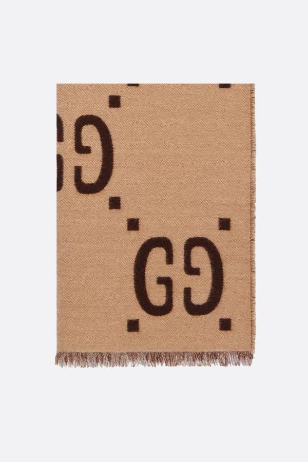 GG wool scarf in brown and beige