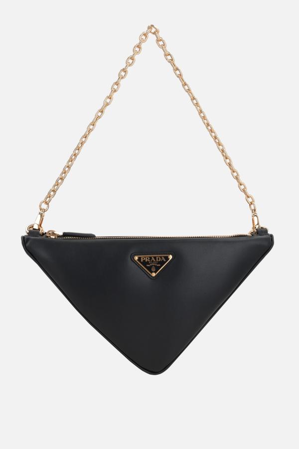 Black/beige Prada Symbole Leather And Fabric Mini Bag