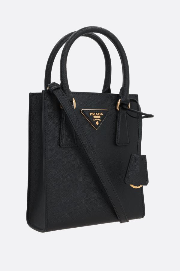 Prada Saffiano Top Handle Black Leather Bag
