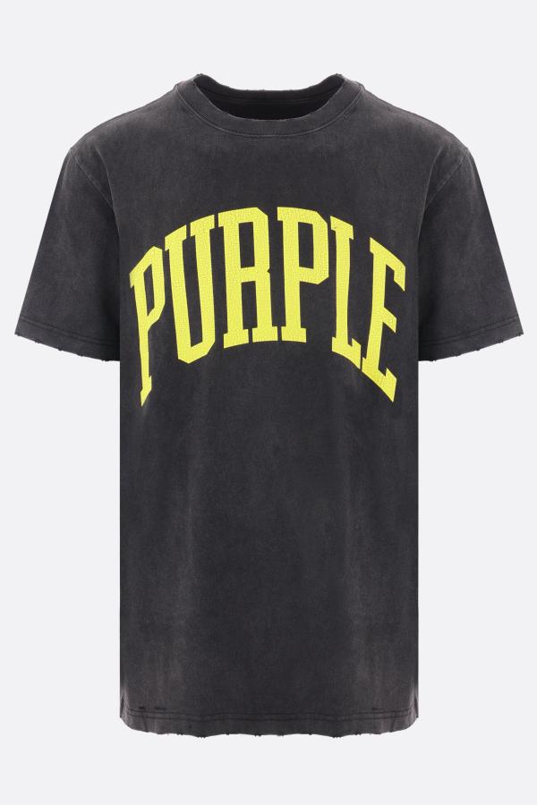 PURPLE BRAND Collegiate cotton t-shirt - Black - PBP117HJBY