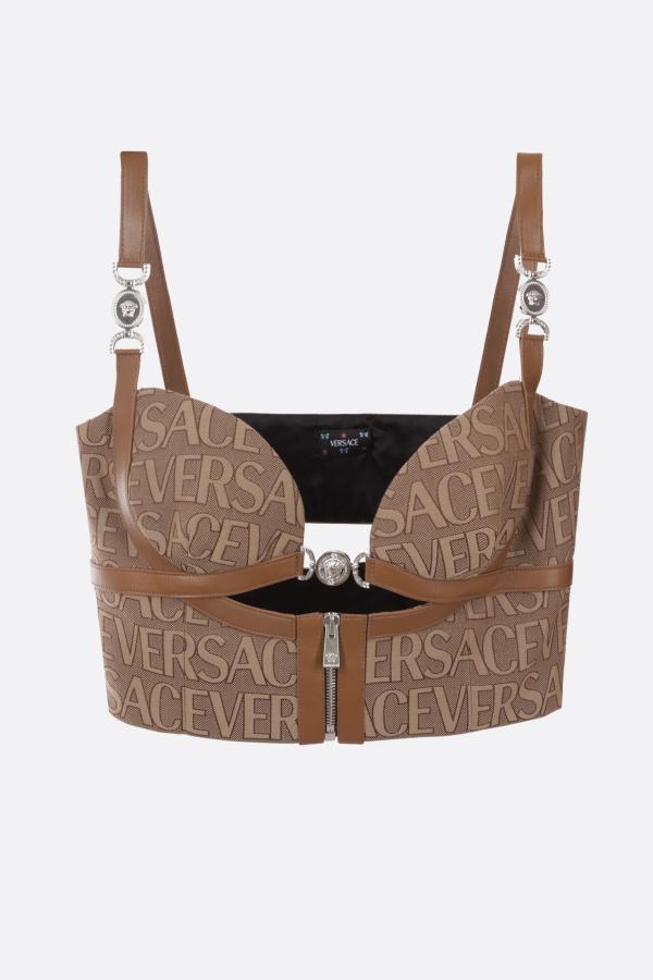VERSACE Versace Allover jacquard canvas bralette top - Brown -  10109251A033152N740