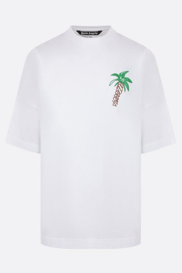 Palm Angels - Oversized Logo-Print Cotton-Jersey T-Shirt - White Palm Angels