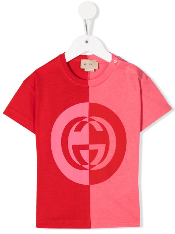 GUCCI CHILDREN round Interlocking G print cotton t-shirt - Red