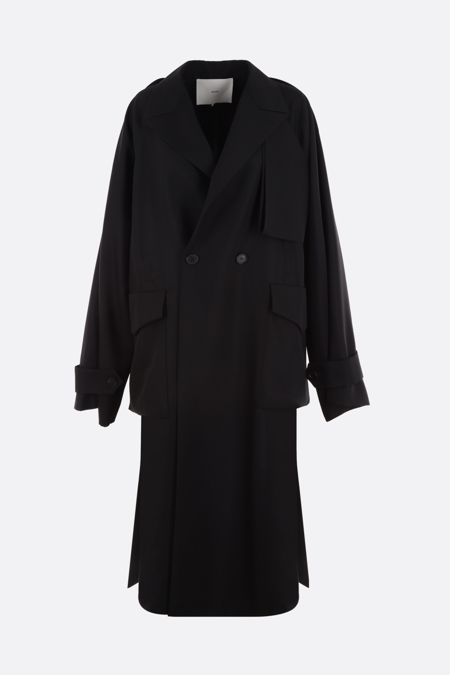 SETCHU Origami wool and mohair trench coat - Black - U231C005W009BLACK ...